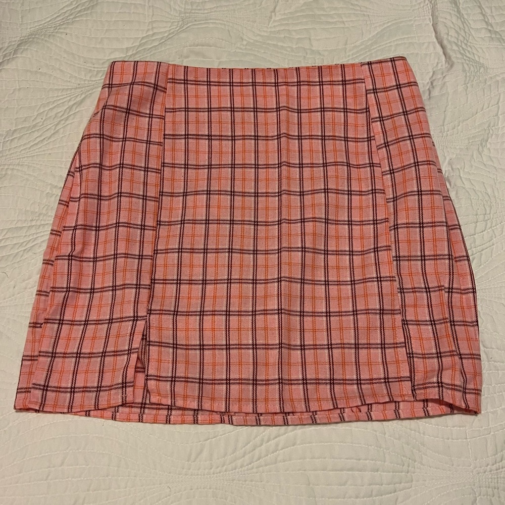 Pink Plaid Skirt